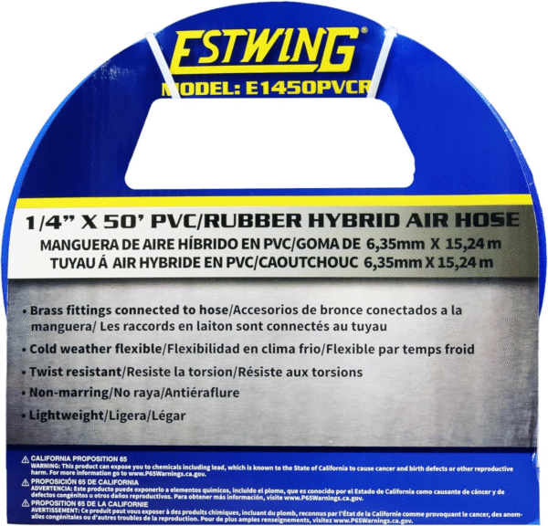 E1450PVCR 1/4" X 50' PVC / Rubber Hybrid Air Hose with Brass 1/4" NPT Industrial Fitting and Universal Quick Connect Coupler - Image 7