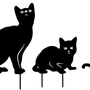 Garden Decor for Outside, 3 Pack Metal Cat Decorative Garden Stakes, Black Cat Silhouette Yard Stakes Spring Garden Decor Outdoor Statues with Reflective Eyes Cat Gifts for Cat Lovers