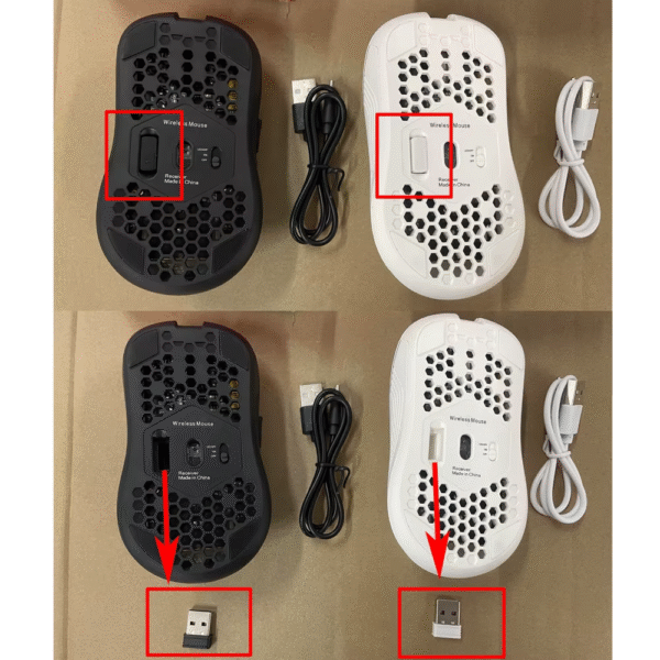 2.4G Wireless Mouse with RGB Backlit 6-Button 3-Speed DPI Type C Rechargeable Ergonomic Honeycomb Design Gaming Mouse - Image 3