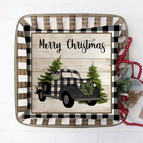 Christmas Buffalo Plaids Pillow Covers Christmas Tree Truck Farmhouse Decor Throw Pillow Case Cushion Cover 18" X 18" 4 Pack Christmas Decorations (Christmas Plaids & Joy) - Image 4