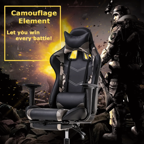 Adjustable & Ergonomic Swivel Gaming Chair, Camo - Image 4