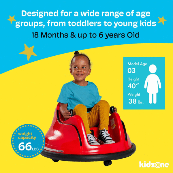 6V Electric Ride on Bumper Car for Kids & Toddlers 1.5-6 Years Old, DIY Sticker Baby Bumping Toy Gifts W/Remote Control, LED Lights & 360 Degree Spin, ASTM Certified - Image 5