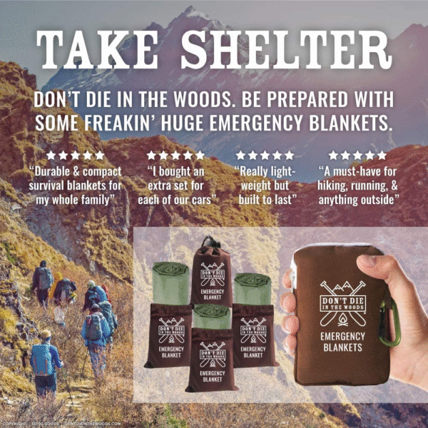 - Freakin’ Huge Emergency Blankets [4-Pack] Extra-Large Thermal Mylar Space Blankets with Ripstop Nylon Stuff Sacks + Carabiner Zipper Pack [Army Green] - Image 2