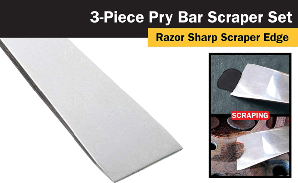 17007 3-Piece Stainless Steel Pry Bar Scraper Set - Image 5