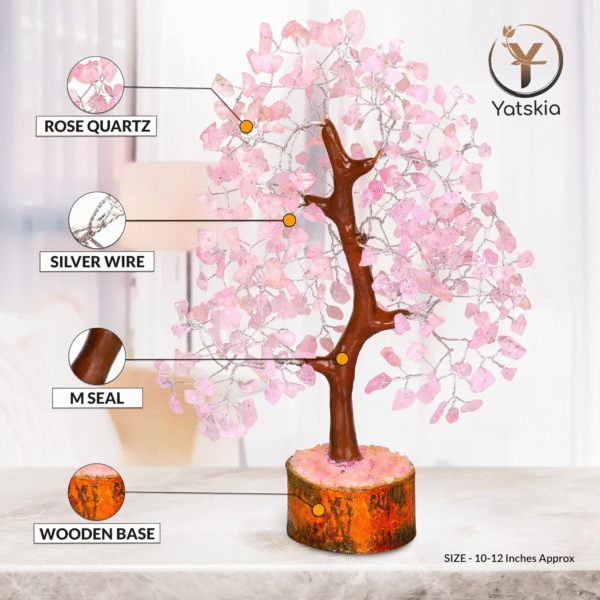 Rose Quartz Crystal Tree - Bonsai Tree of Life - Pink Room Decor - Spiritual Decor - Desk Decorations for Women Office - Gemstones and Crystals - Stones and Crystals - Money Tree - Good Luck Charms - Image 2