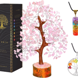 Rose Quartz Crystal Tree - Bonsai Tree of Life - Pink Room Decor - Spiritual Decor - Desk Decorations for Women Office - Gemstones and Crystals - Stones and Crystals - Money Tree - Good Luck Charms