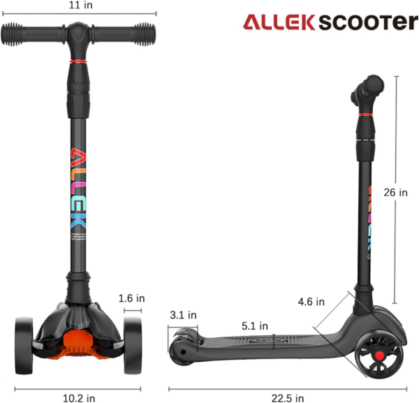 Kick Scooter B02, Lean 'N Glide Scooter with Extra Wide PU Light-Up Wheels and 4 Adjustable Heights for Children from 3-12Yrs (Black) - Image 6