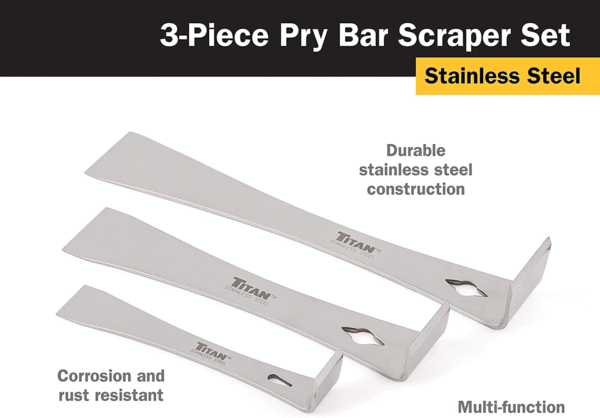 17007 3-Piece Stainless Steel Pry Bar Scraper Set - Image 3