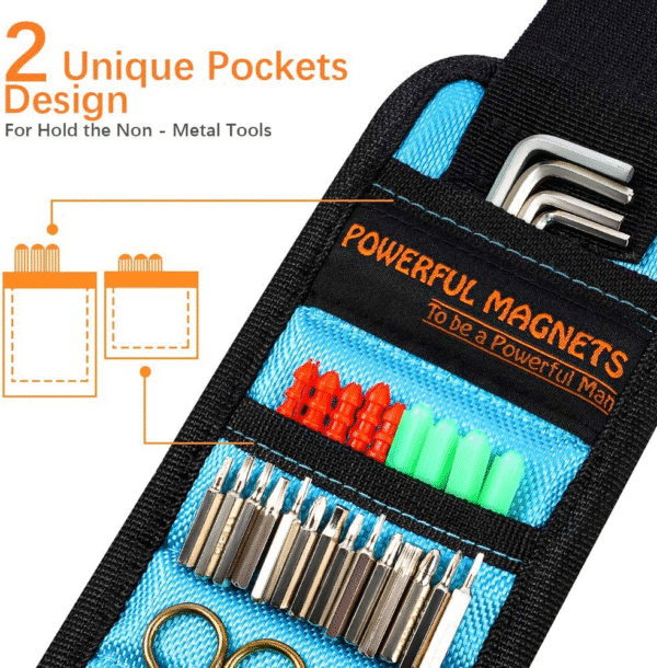Magnetic Wristband Stocking Stuffers for Men, Strong Tool Belt with 15 Magnets for Holding Screws Nails Drill Bits, Wrist Band Tool Holder Cool Gadgets Gifts for Men Women Dad Husband Him DIY Handyman - Image 3
