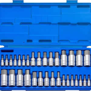 10288A Allen Hex Bit Socket Set, 32 Piece SAE and Metric Allen Socket Set, Allen Head Hex Key Socket Set Made with S2 Steel