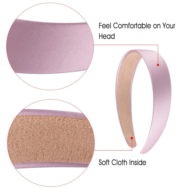16 Pieces Colorful Satin Hair Accessories - 1 Inch Plastic Covered Headbands for Women and Girls - Image 3
