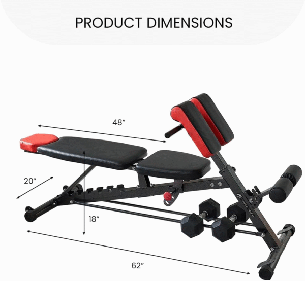 Multi-Functional FID Weight Bench for Full All-In-One Body Workout – Hyper Back Extension, Roman Chair, Adjustable Ab Sit up Bench, Incline Decline Bench, Flat Bench - Image 6