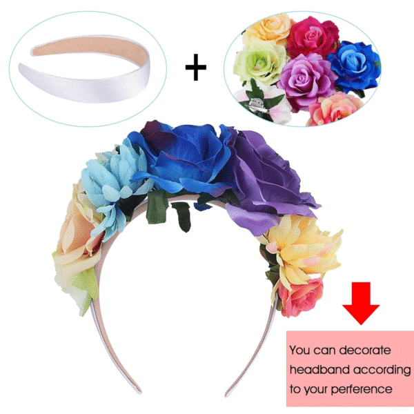 16 Pieces Colorful Satin Hair Accessories - 1 Inch Plastic Covered Headbands for Women and Girls - Image 4