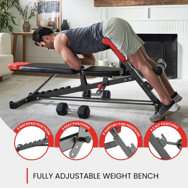 Multi-Functional FID Weight Bench for Full All-In-One Body Workout – Hyper Back Extension, Roman Chair, Adjustable Ab Sit up Bench, Incline Decline Bench, Flat Bench - Image 2