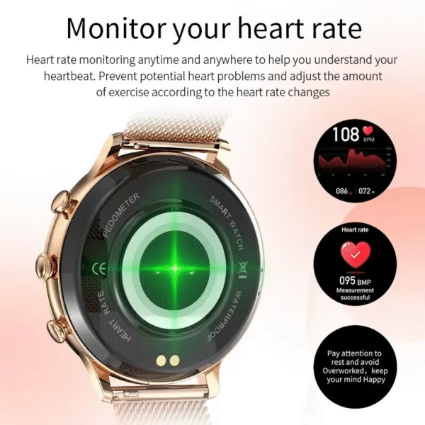 Smart Watch for Lady 1.28'' Bluetooth Call Blood Pressure DIY Custom Dial Sport Fitness Bracelet Waterproof Men Smartwatch Women - Image 5