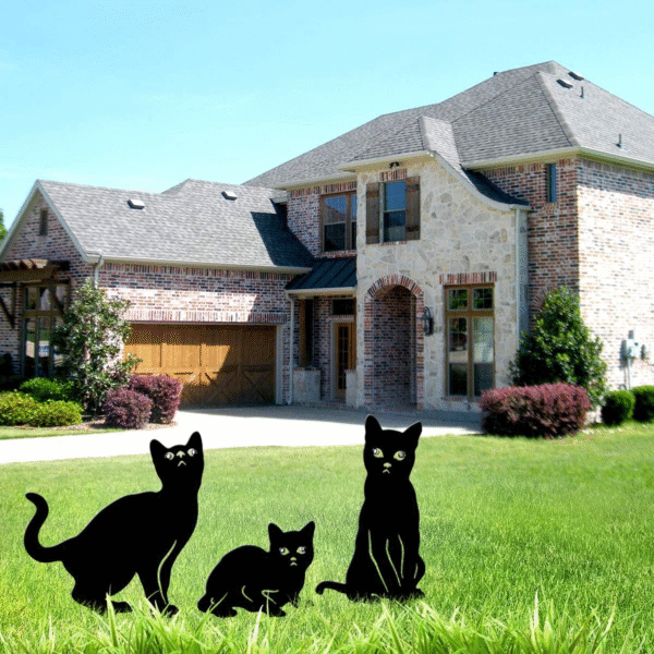 Garden Decor for Outside, 3 Pack Metal Cat Decorative Garden Stakes, Black Cat Silhouette Yard Stakes Spring Garden Decor Outdoor Statues with Reflective Eyes Cat Gifts for Cat Lovers - Image 7