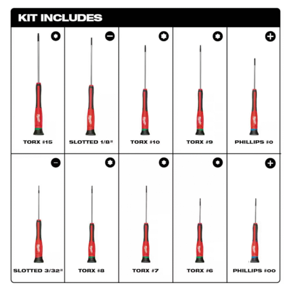 Folding SAE Hex Key (9-Piece) with Precision Screwdriver Set - Image 3