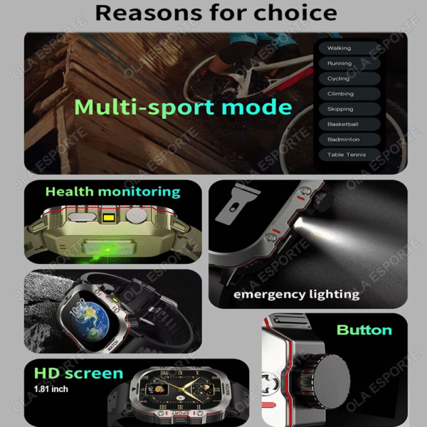 Original Men Smartwatch Flashlight Bluetooth Call Fitness Clock IP68 Waterproof Sports Men for Xiaomi Android Smart Watch 2024 - Image 3