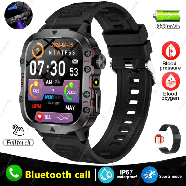 Original Men Smartwatch Flashlight Bluetooth Call Fitness Clock IP68 Waterproof Sports Men for Xiaomi Android Smart Watch 2024 - Image 8