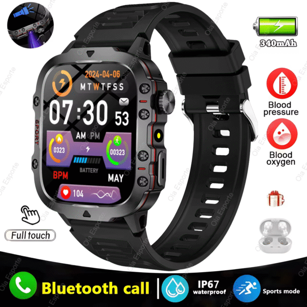 Original Men Smartwatch Flashlight Bluetooth Call Fitness Clock IP68 Waterproof Sports Men for Xiaomi Android Smart Watch 2024 - Image 12