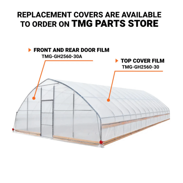 25’ X 60’ Tunnel Greenhouse Grow Tent W/6 Mil Clear EVA Plastic Film, Cold Frame, Hand Crank Roll-Up Sides, Peak Ceiling Roof, TMG-GH2560 - Image 4