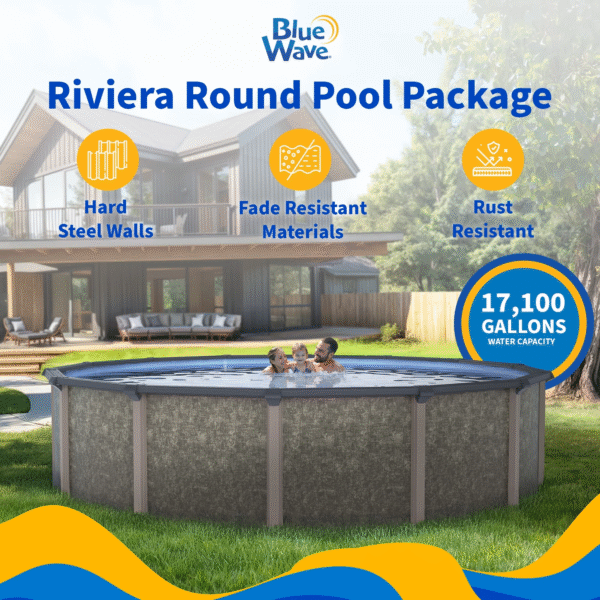 Riviera 27-Ft round 54-In Deep 8-In Top Rail Metal Wall Swimming Pool Package - Image 2