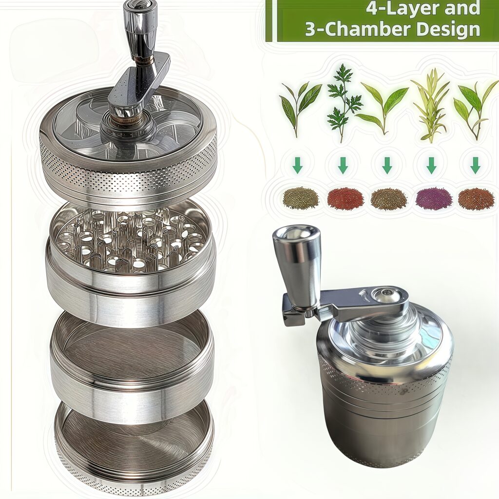 1pc 5.4Mm Zinc Alloy Grinder And Crusher: Four-Layer Anti-Clogging Design - Suitable for Herbs/Salt Rock | Pocket-Sized Manual Crusher, Suitable for Camping And Kitchen | Rust-Proof, No Batteries Needed - Very Suitable for Outdoor Camping
