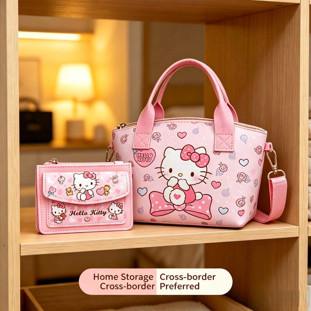 2pcs Hello Kitty Handbag Set - Pink Tote & Coin Purse with Detachable Strap, Kawaii Sanrio-Themed Crossbody Bag Suitable for, Travel, Daily Use, Matching Card Holder for, Cute Gift