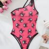 Sanrio Women's Cute Digital Print Pink Pajamas, Teddy Bear Bodysuit, Sheer Backless Bodysuit, Sexy Lingerie for Women, One-Piece Lingerie, Women's Sexy Comfortable Bodysuit