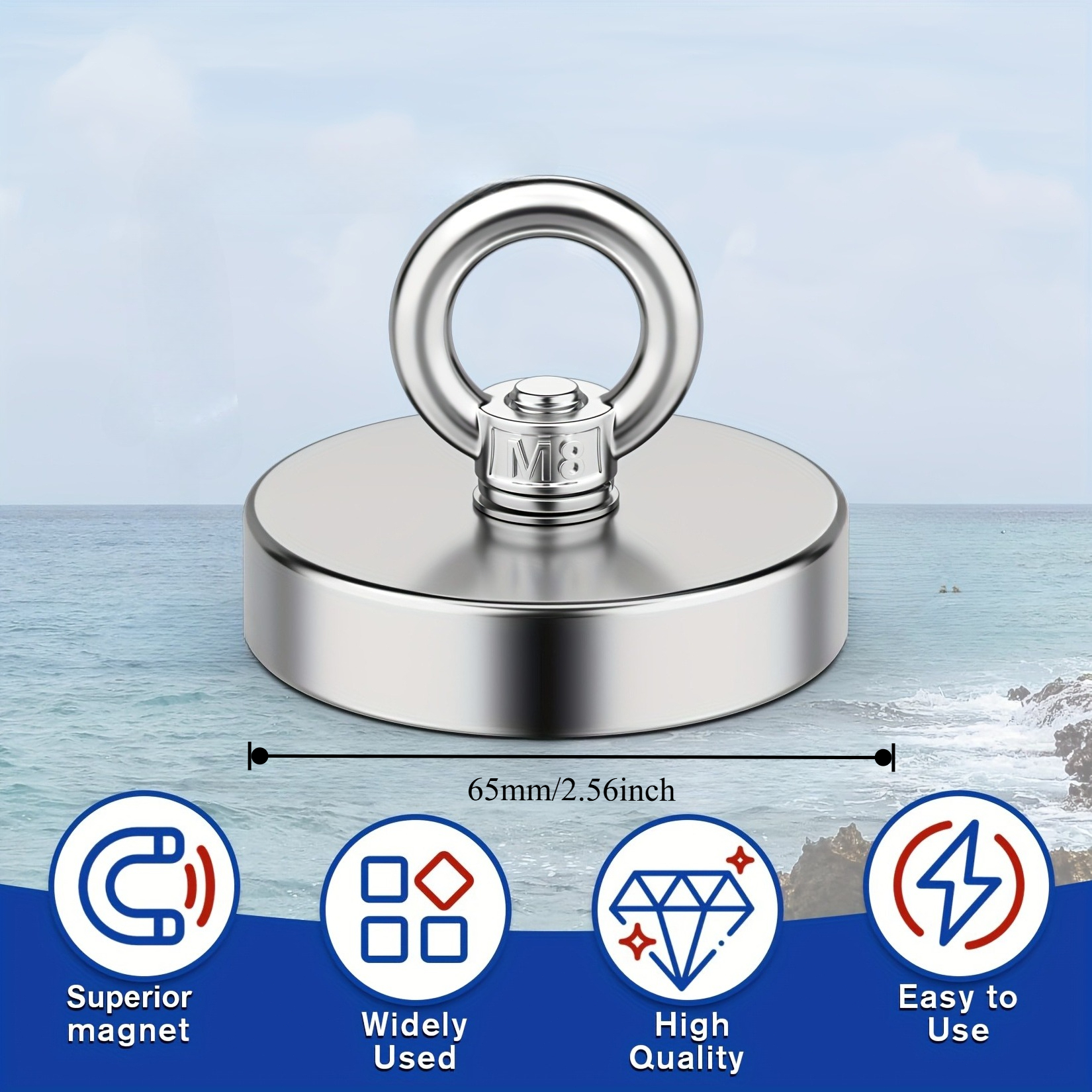 Neodymium Fishing Magnets Kit, Superior Pounds Pulling Force Magnet Fishing Set, High Quality Fishing Magnet For Retrieving In River And Magnet Fishing, One Magnet Tool For Outdoor Use - Image 3